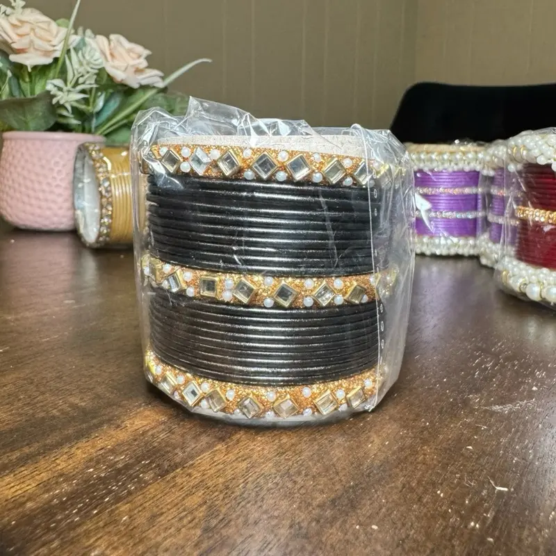 Metal Bangles - Silky Colorful Metal Bangles Sets with Variety of Colors and Designs Size 2.4"