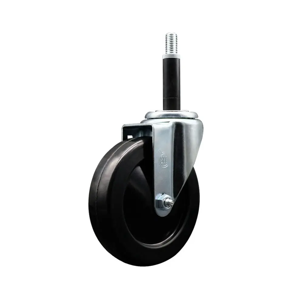 212 MAIN Series #20 SCC-EX20S514-HRS-34 Hard Rubber Swivel Type Caster, Expanding Stem with Secure Fit, 5x1.25 in. Black Wheel, 0.75 in. Stem