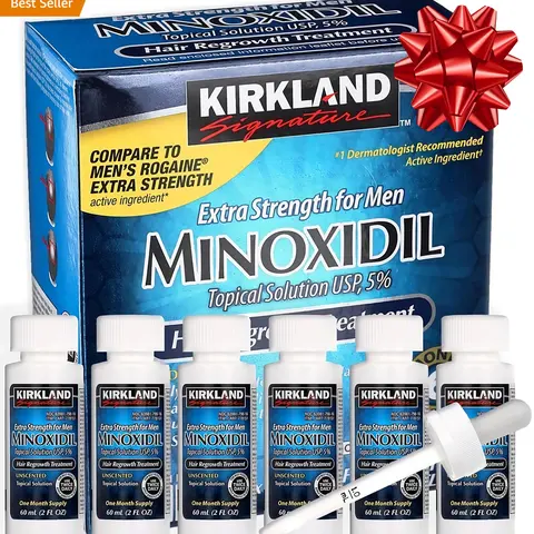 Kirkland Signature Minoxidil Liquid Extra Strength Hair Loss Regrowth Treatment for Men, 5% Topical Solution for Hair Growth