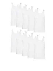 Hanes Men's Super Value Pack White Tank Undershirts, 10 Pack