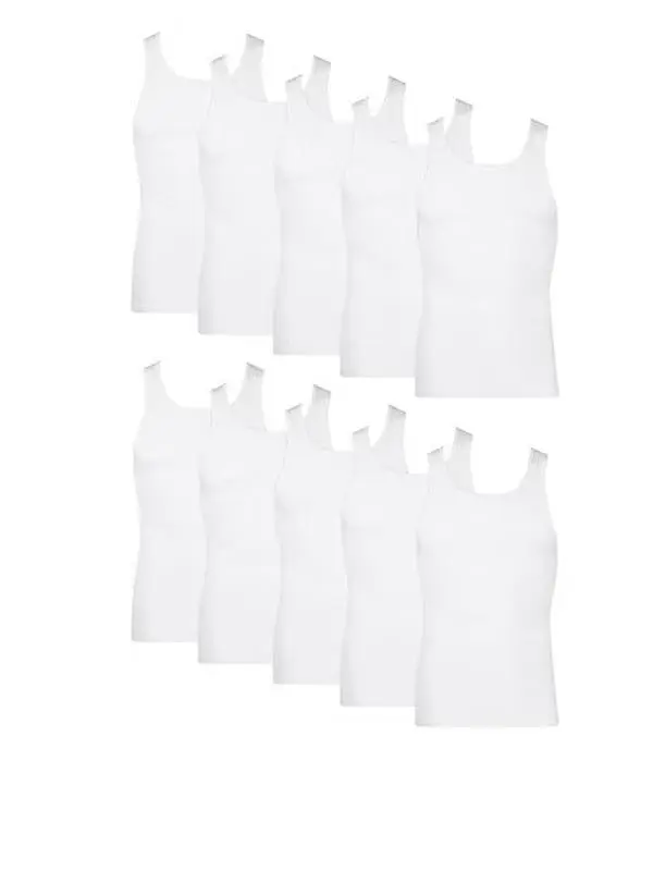 Hanes Men's Super Value Pack White Tank Undershirts, 10 Pack