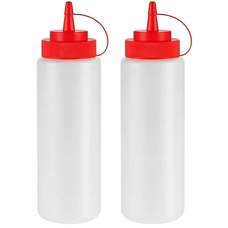 2 Pcs 250ml/8.45 oz Plastic Squeeze Bottles — Condiment and Salad Dressing Dispensers, Kitchen Gadgets. Suitable for Ketchup, Seasonings, BBQ Sauce, Sauces, Grilling Supplies, Crafts, Syrups and Kitchen Use