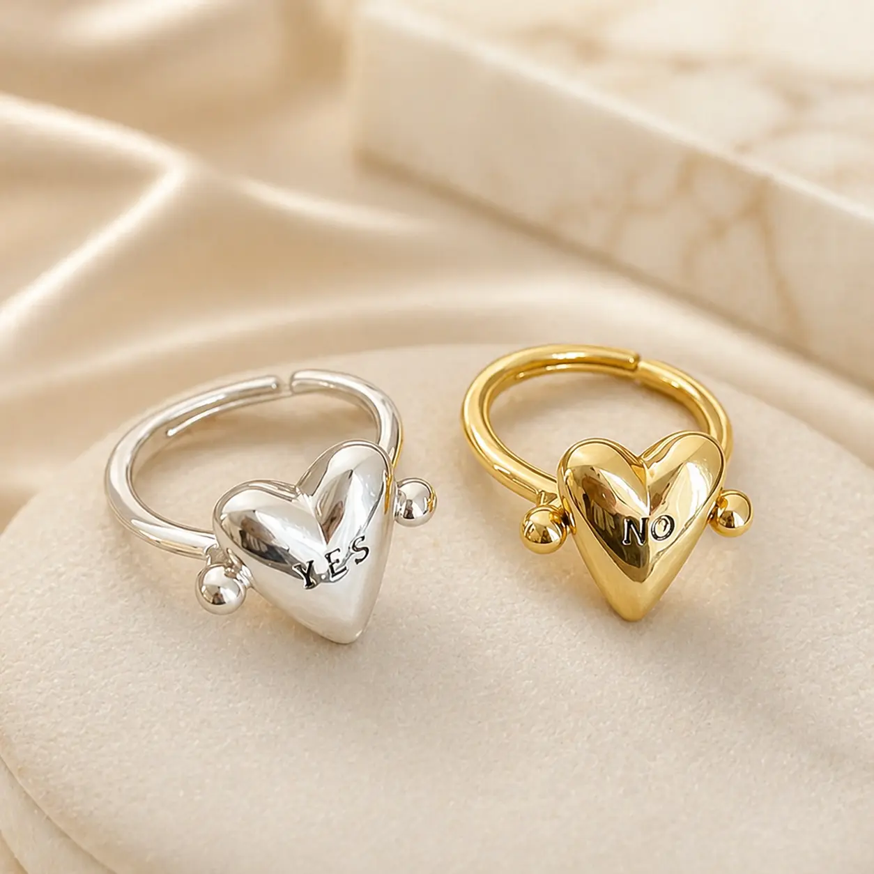 YES/NO Adjustable Flip Ring Silent Reply Mood Ring