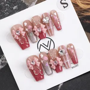 ZVNAIL Medium Length Press On nails C76-C99 Handmade Acrylic Nail Art 10Pcs/Sets Free Tools Luxury Manicure Polish Durable Daily Nail Care