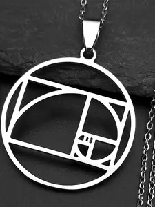 Metatron's Cube Stainless Steel Necklaces Fibonacci Spiral Circle Triangle Golden Ratio Geometry Necklaces collier