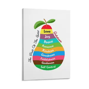 The Fruit of The Spirit Posters, Kids Scripture Wall Art, Church Sunday School Decor, Homeschool Christian Education, Inspirational Classroom Posters Poster Canvas Wall Art For Bedroom Decor Bar Office Room Decor Gift