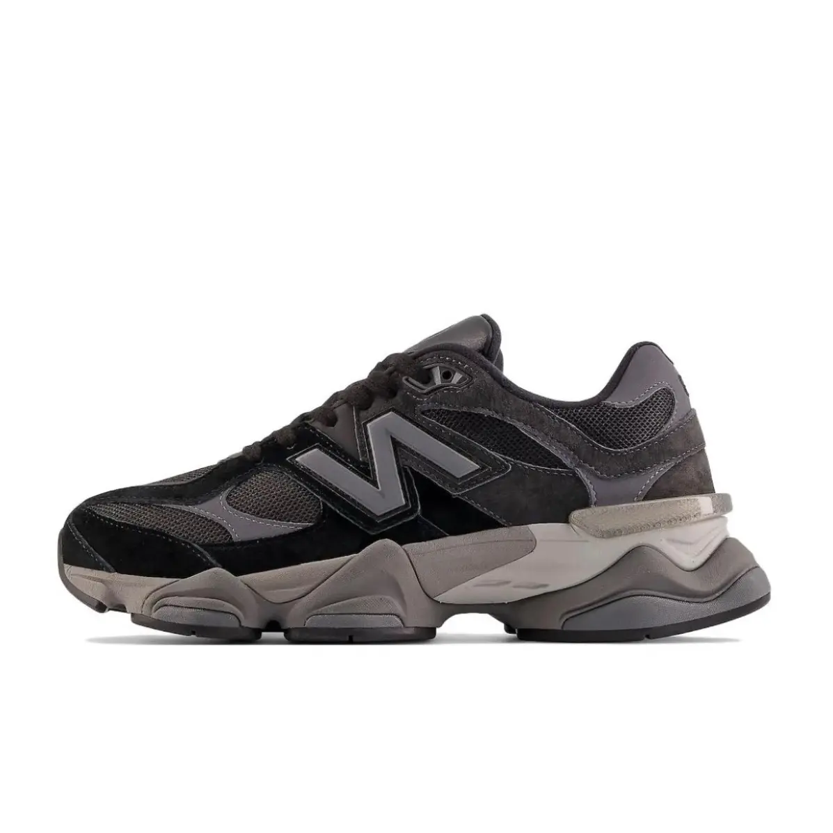 NEW BALANCE 9060 'Black Castlerock Grey' Men's Suede & Mesh Sneakers - Comfortable Cushioned Casual Walking Shoes for Street Style, Mensfashion, Sports Shoes, Trainer, Layered Design, Athletic, Running, Active Cushion Sneakers, All Day Sneakers, Athletic,