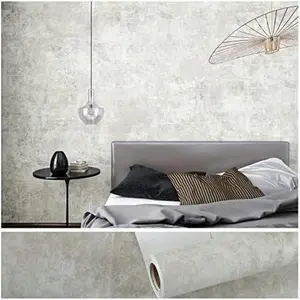 15.7''x118'' Concrete Wallpaper Peel and Stick Textured Limewash Wallpaper for Bedroom Bathroom Wall Removable Self Adhesive Concrete Contact Paper for Countertops Waterproof Cement Wall Paper