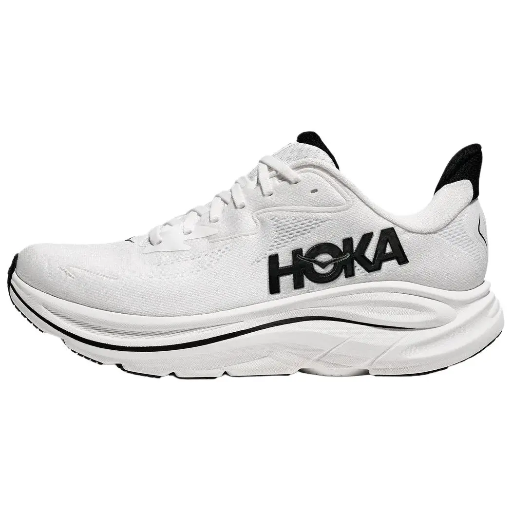 HOKA Clifton 10 Neutral Running Shoes with Breathable Knit Upper, Lightweight Cushioned Sole for Daily Training - White/Black, Breathability, Daily Miles
