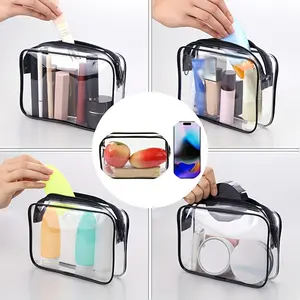 Transparent Makeup Bag, Small Washbag, Portable Transparent Pouch, Luggage Storage, Cosmetic Organizer, High Transparency, Unisex Travel Essential, Travel Cosmetic Bags