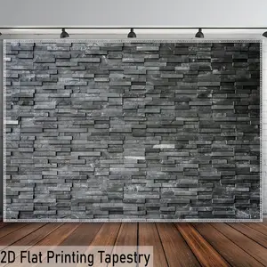 [2D graphic printing] 1 oversized concave and convex brick wall photo background tapestry, polyester aesthetic tapestry, suitable for living room, bedroom, office home party decoration, including free hanging clips, Wall Tapestries