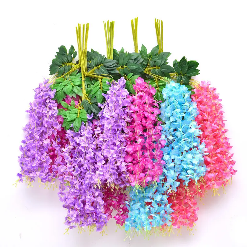 36-Pack Purple Artificial Wisteria Wall Hanging Flowers, 3.6ft Decorative Garland Vines, Artificial Plant Decor for Christmas Country Rustic Home & Wedding Backdrop, Outdoor Patio Ornaments
