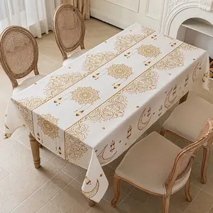 Middle East Festival Ramadan Moon Party Tablecloth, Decorative Home Desk Decorations, Star Moon Table Runner, 1pc Festive Decoration