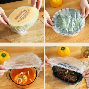 500pcs Reusable Thickened Plastic Wrap – Stretchable Transparent Dish Cover for Plates, Bowls, Trays, Airtight Food Storage & Fresh Preservation