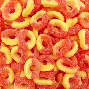 Peach Rings Gummy Candy 1 lb Bag Sweet & Sour Peach Gummies Soft & Chewy Gummy Rings Candy Fruity Sugar-Coated Candy for Snacking Candy Buffets Parties Movie Nights & Sharing