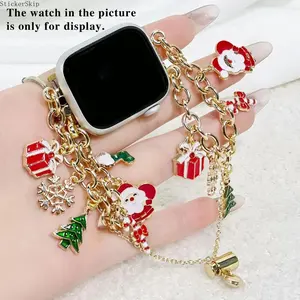 2026 Christmas Apple Watch Band – Dual Chain Jewelry Style Bracelet Strap for Women, Festive Holiday Watch Band Fits 38–49mm (All Series & Ultra), Cute Stylish Daily & Party Wear Accessory