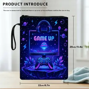 1PC Galaxy Gaming Controller Print Book Cover with Zipper Closure - Book Protector & Storage Bag, Front Pocket for Students, Teachers, Office Supplies.