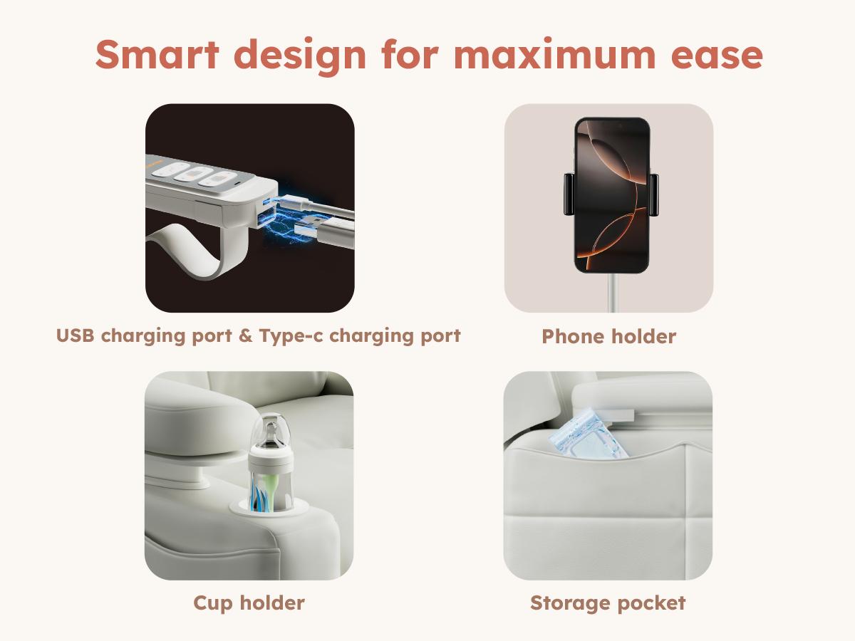 Rocking Chair Nursery with Adjustable Armrests, Electric Glider Recliner Nursery Chair with USB Port and Storage, Sofas, FSC Certified Rocking Chair Nursery with Adjustable Armrests, Electric Glider Recliner Nursery Chair with USB Port and Storage, Sofas, FSC Certified