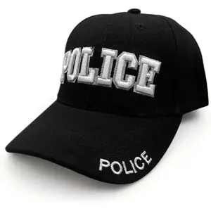 Hat Law Enforcement Baseball Cap - White Embroidery  Front & Bill - Hook & Loop Adjustable Size