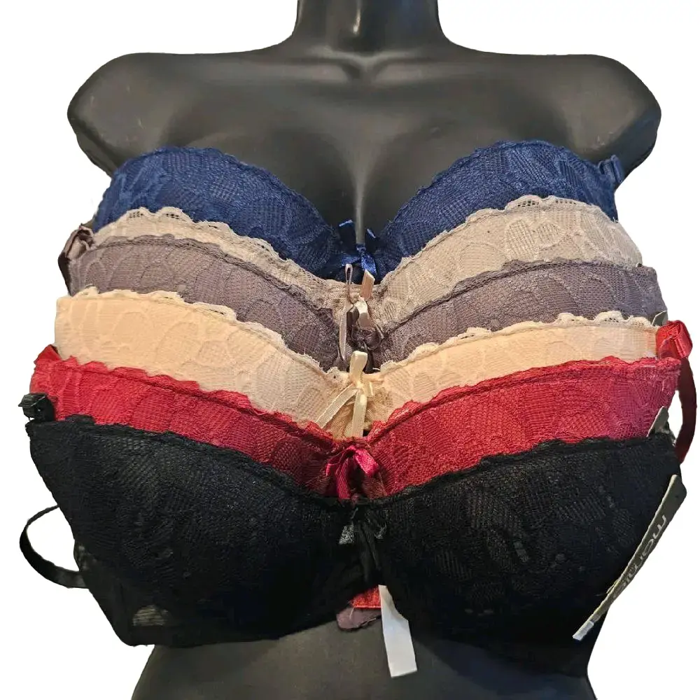 Mamia Lingerie Push Up Bras - 6 Pack in Various Colors Including Red, Black, Beige, Navy, and More for Women's Fashion Womenswear Everyday