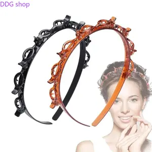2026 2Pcs Lazy Hair Braiding Headbands, Black & Brown Sectioning Hair Clips, No-Slip Bangs Styling Tool for Women, Perfect for Half-Up Hairstyles & Daily Use