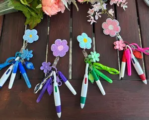 Badge Reel with Accessories Set, Mini Highlighter, Marker, Retractable multicolor Pen, Nursing Keychain Clip, and Flashlight