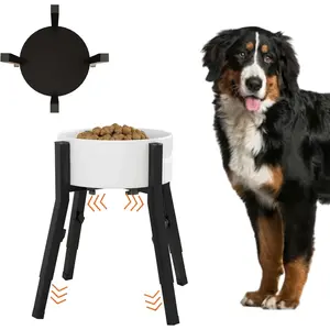 Raised Dog Bowl Stand for Large Dogs, Adjustable Elevated, Fits 6-10" Bowls, Height Adjustable to 7.5 - 15" Tall, Single Food and Water Stand Feeder (Bowl not Included)