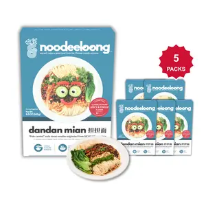 noodeeloong Sichuan Spicy Dan Dan Noodles, 8.5 oz x 5 Packs | Instant Noodle Kit with Sesame Sauce & Chili Oil | Stir-Fry Noodles | Vegetarian Friendly Ready Meal | Non-Fried | Ready in 6 Minutes