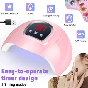 UV LED Nail Lamp, 54W UV Light for Gel Nails with Automatic Sensor/3 Timer Setting Professional Nail Dryer Gel Polish Curing Lamp Nail Art Tools