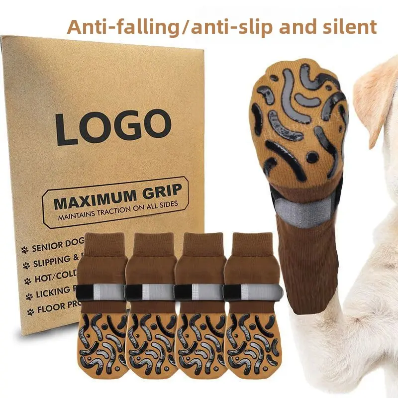 8 pieces in total, Best-selling pet socks for dogs, anti-slip soft-soled dog socks that stay on for small and large dogs indoors and outdoors