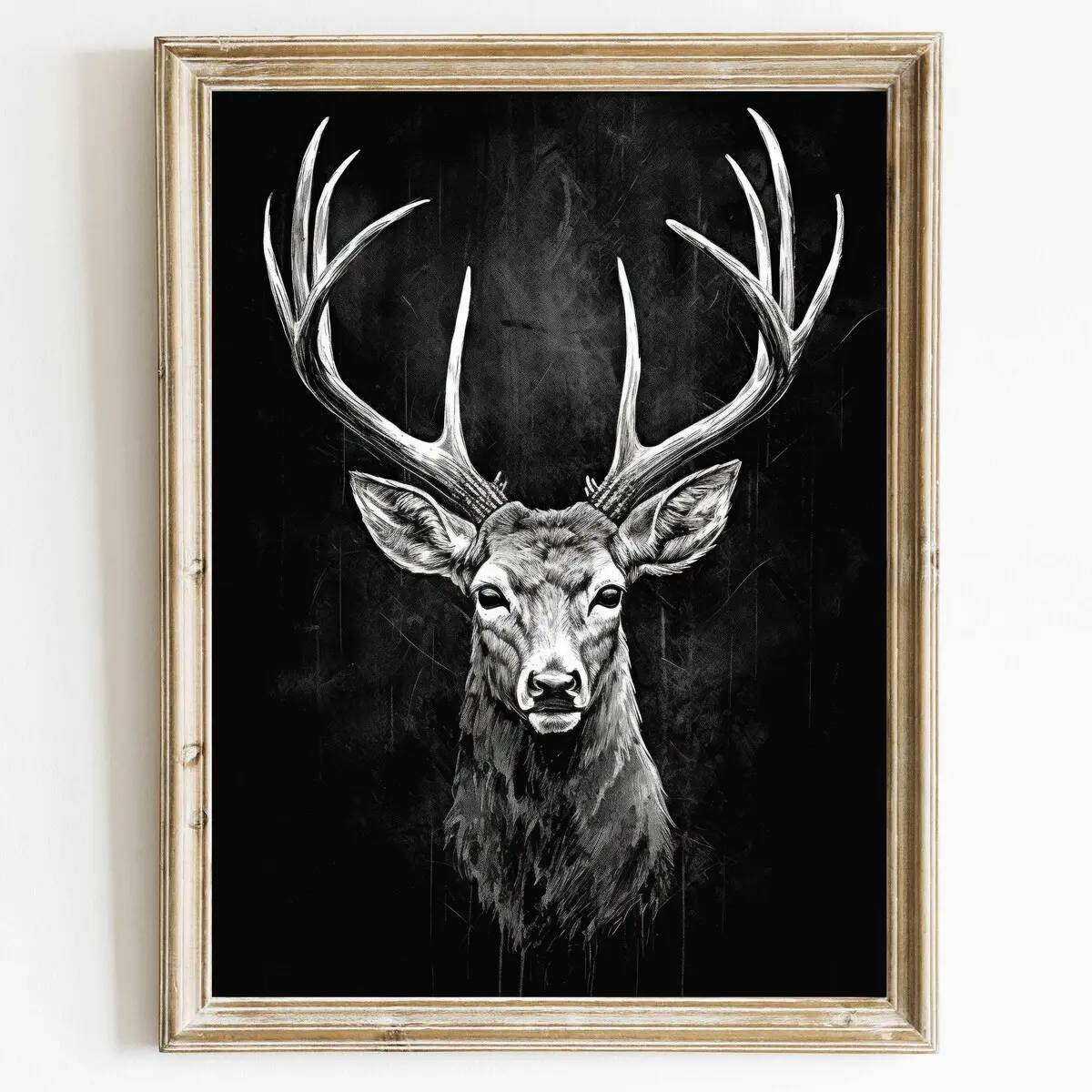 Deer Wall Art, Forest Animal Wall Decor, Hunting Art, Stag Print, Modern Farmhouse Decor, Vintage Animal Art Print, Printable Chalkboard Art Unframed