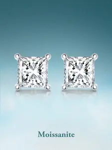 Fashionable Moissanite Stud Earrings, Solitaire Earrings for Men & Women, S925 Silver Color, Elegant Minimalist Beach Party Jewelry, Ideal Gift for All Seasons