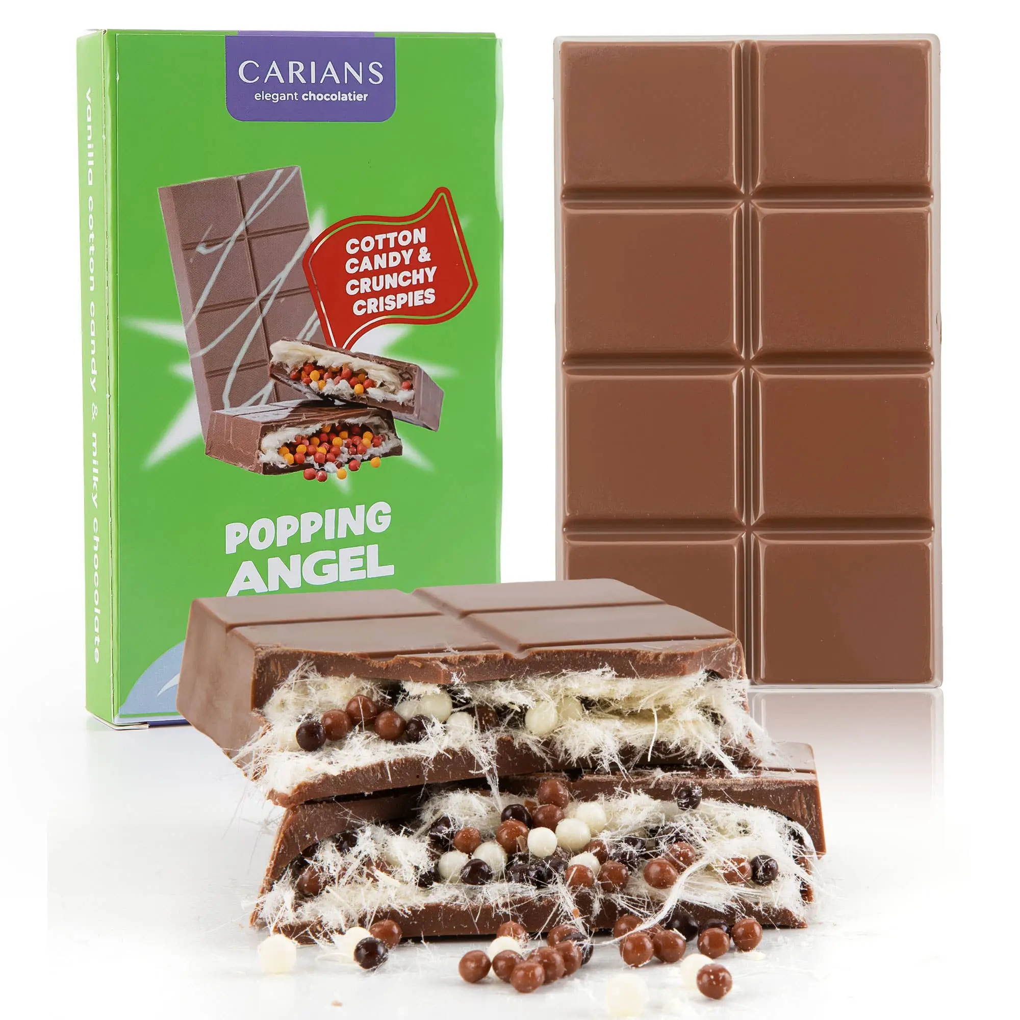 Popping Angel Hair Chocolate Bar - Ships with Cold Pack in Insulated Package - This item ships Mon-Thurs to try to avoid any melting.