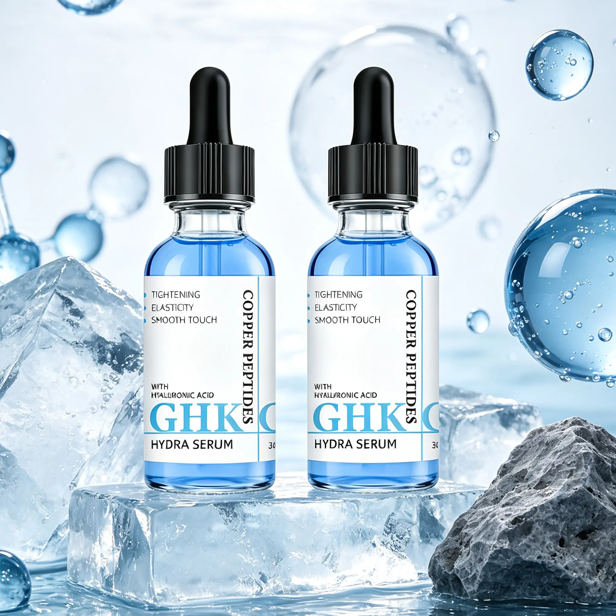 GHK-Cu Copper Peptide Facial Moisturizing Serum, Contains Hyaluronic Acid, 30ML, Firming Deep Hydration, Hydrating Firming, Smooth Brightening, Suitable for All Skin Types