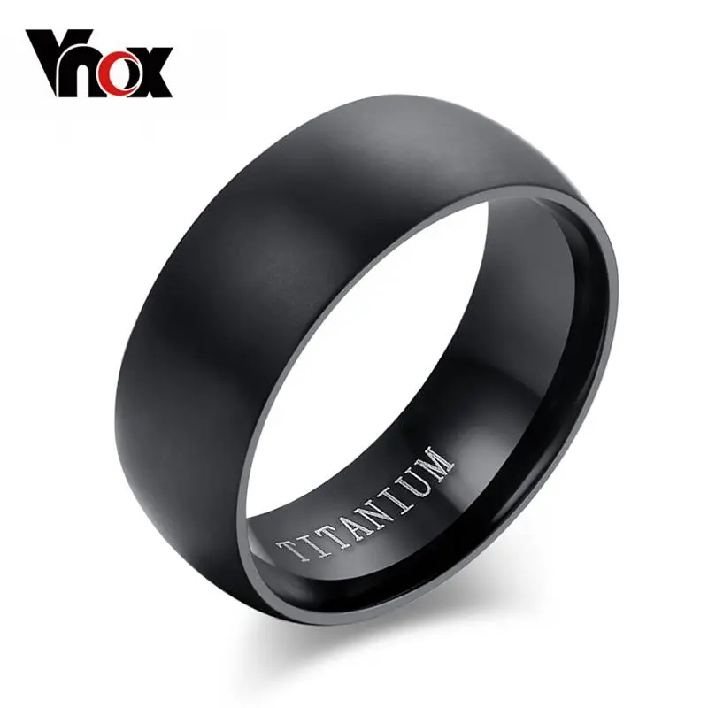 100% Titanium Rings Men 8mm Cool Black Jewelry Wedding Engagement Male