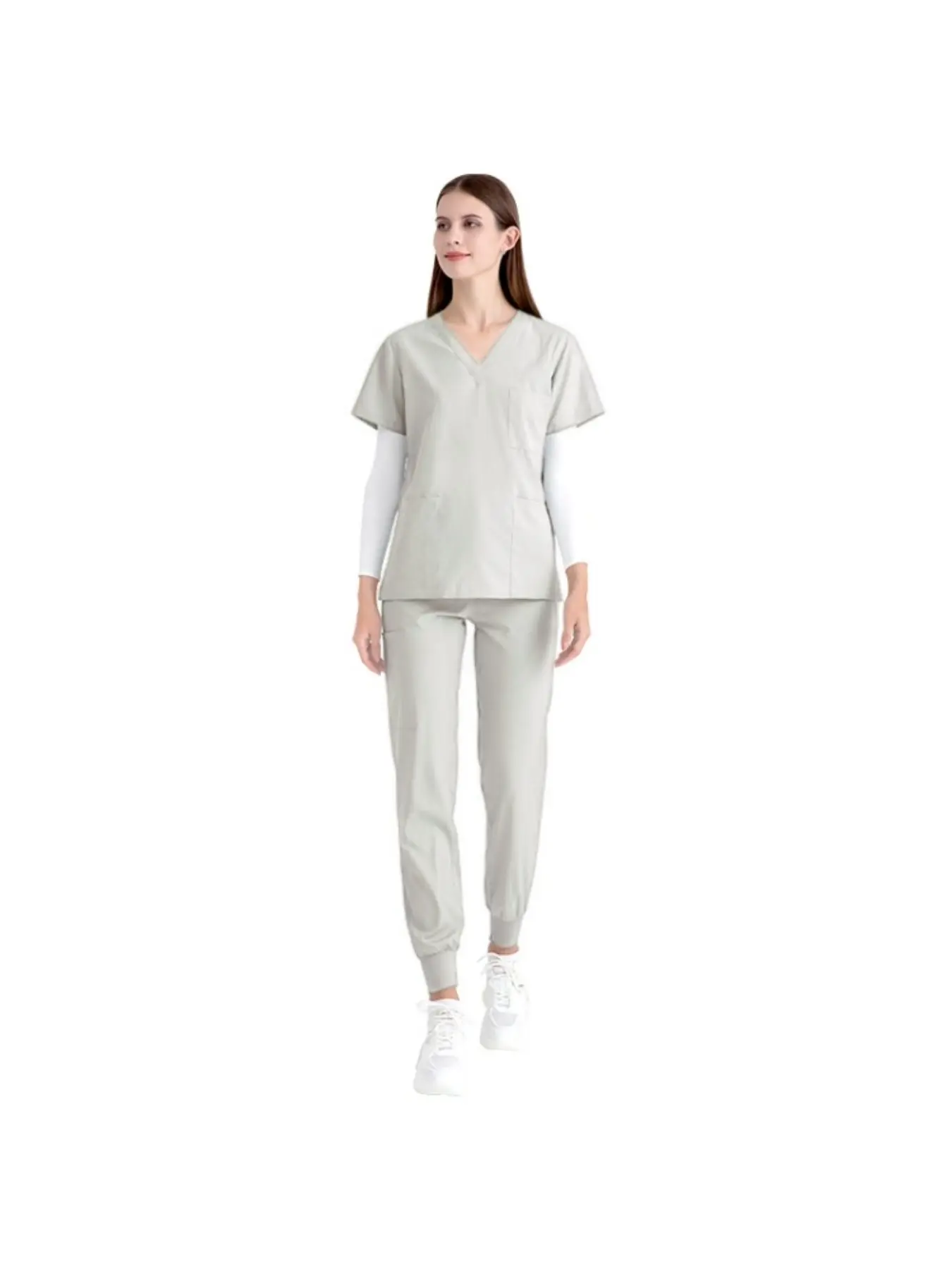 2Pcs Stretchy Fitted Scrubs Set for Women – Womenswear Short Sleeve Vneck Doctor Workwear, Soft & Breathable Surgical Uniform, Medical Scrub Sets for Hospital & Medical Use