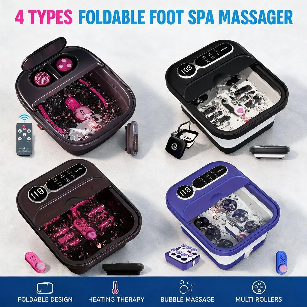 Self-heating foot cleaner machine;   bubbles  temp-controlled foot basin—perfect gift for family & Home Goods friends,Mother's Day gifts. Space-Saving foot massager,Bathroom Gadget Home Goods Collapsible Foot Spa Foot Soaker Plastic
