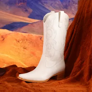 Women's Boots-Vibrant embroidered cowgirl style, perfect for western fashion. Mid-calf design, chunky heel,pointed toe create a bold yet feminine look. Ideal for any occasion, the boots are a wardrobe staple. Step out in confidence. Footwear Walking Shoes