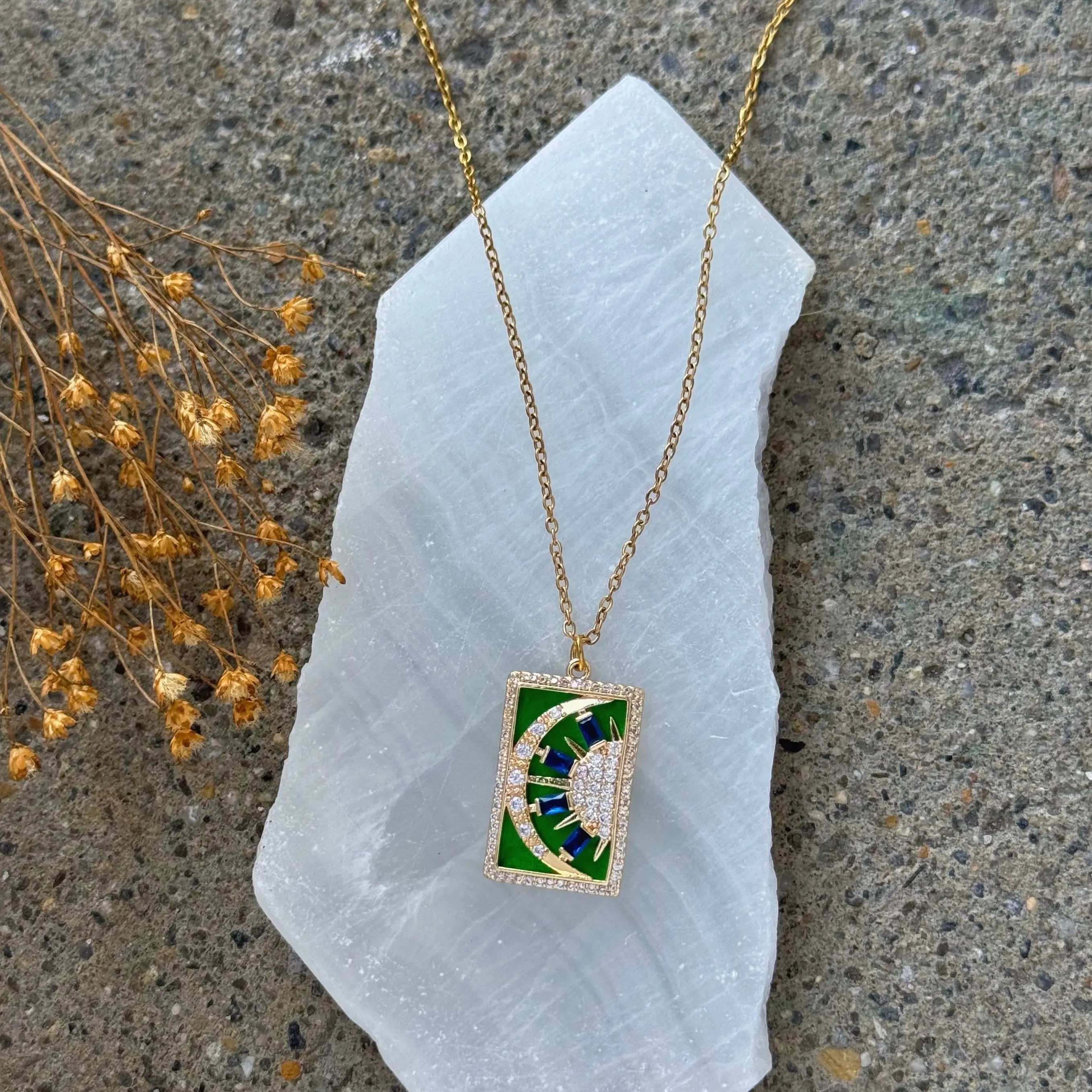 MOON & SUN CRYSTAL FRAME necklace