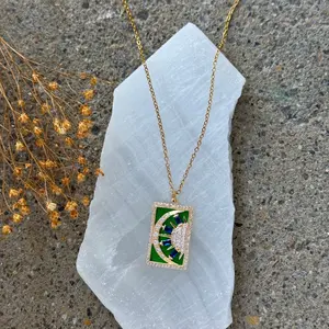 MOON & SUN CRYSTAL FRAME necklace