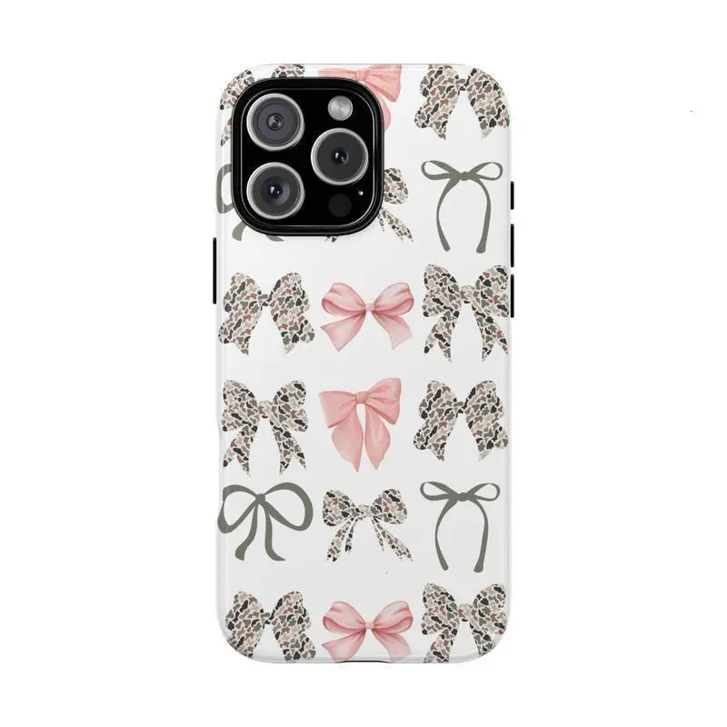 Camo Bow Shockproof Smartphone Case - Slim-Fit, Durable, Aesthetic, Soft-Touch Cover for iPhone 11,13,14,15,16,17 & Android - Lightweight, Comfy in Hand, Raised Edges - Cute Phone Accessories Mother's Day Gift