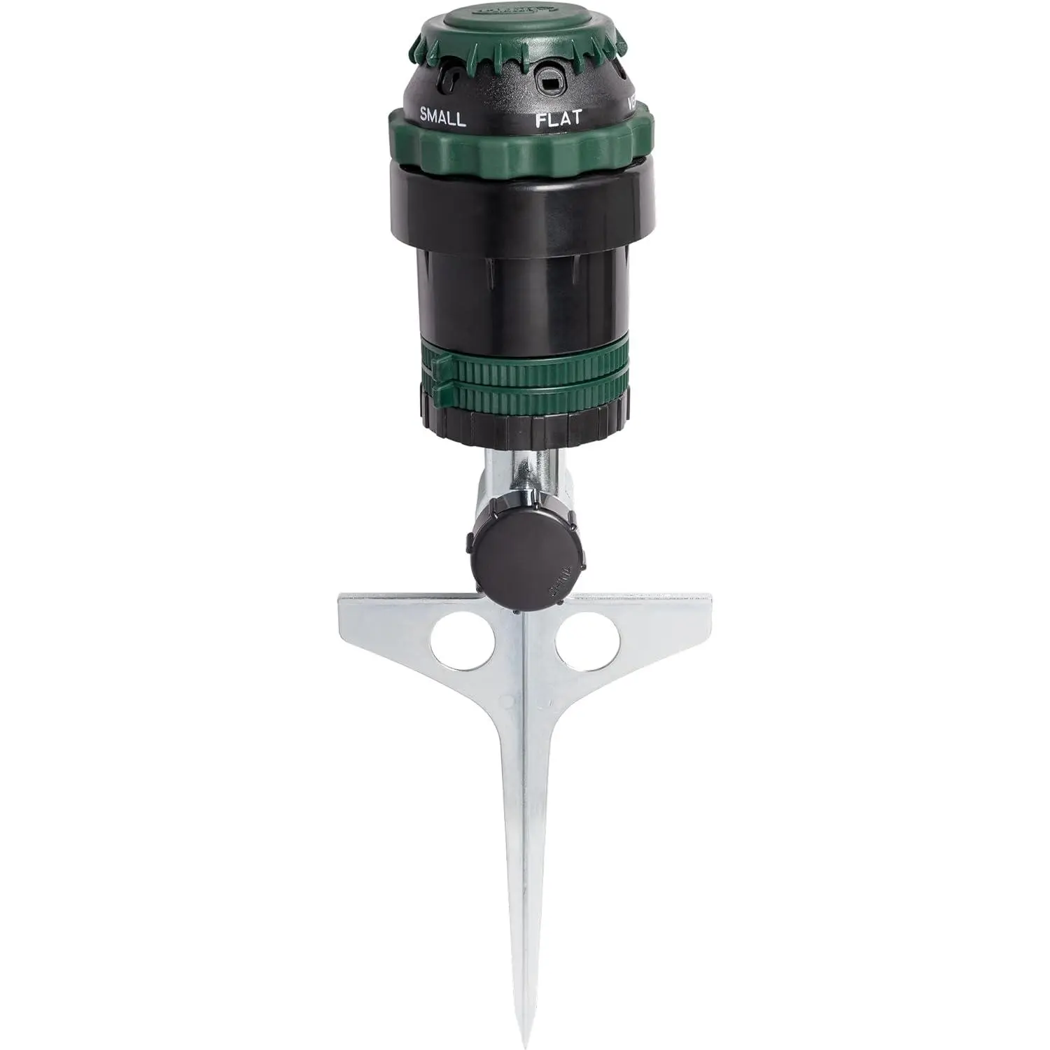 Orbit H2O-Six Gear-Drive Sprinkler on Metal T-Spike - Customizable Lawn Watering Coverage - Multi-Pattern Rotating Head with Adjustable Spray Range - Durable Outdoor Yard Irrigation Sprinkler - 58573
