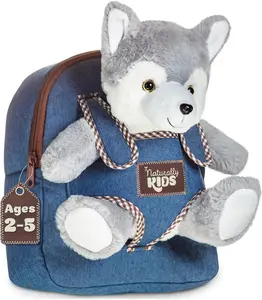 Wolf Backpack, Wolf Toys for Kids 3-5, Toddler Husky Stuffed Animal Gifts for 2 3 4 5 Year Old Girl Boy