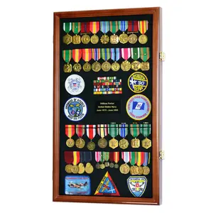 Large Military Medals, Pins, Patches, Insignia, Ribbons, Flag Display Case Cabinet