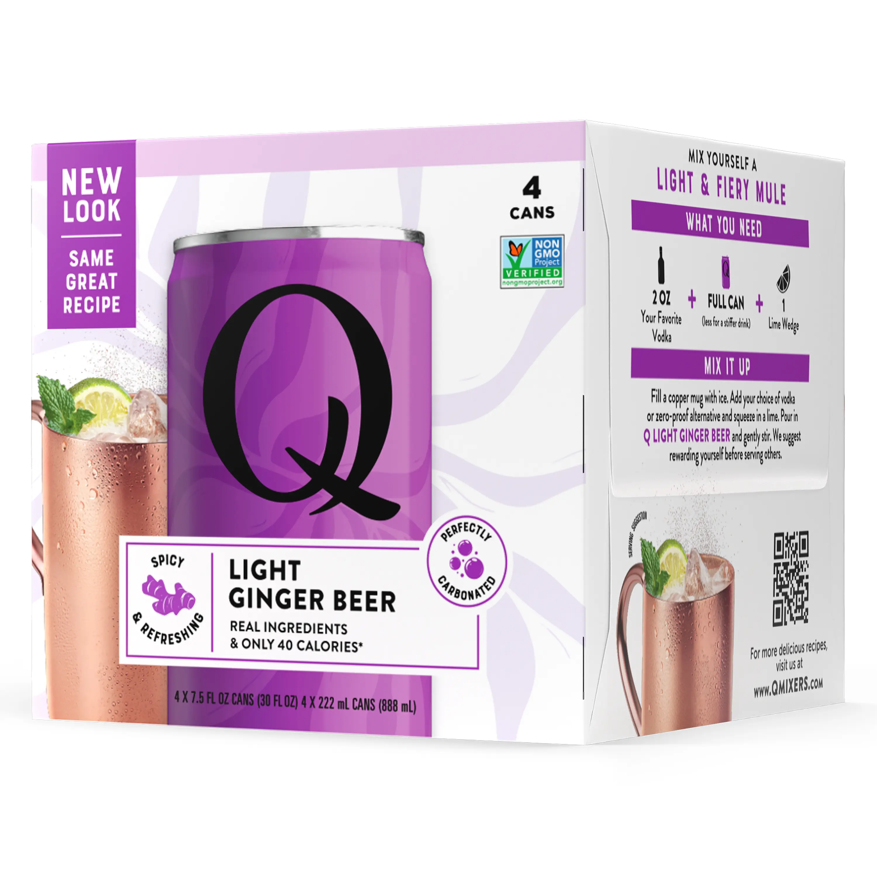 Q Mixers Light Ginger Beer, Premium Cocktail Mixer with Real Ingredients, 7.5 Fl oz (Pack of 4)