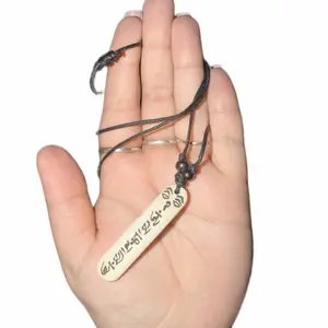 Real Carved Bone necklace with pendant Tibetian Omulet