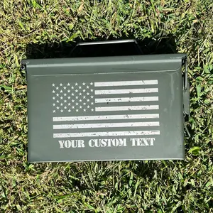 American Flag Engraved  Ammo Box