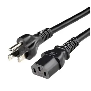Universal 10-Foot Replacement Power Cord 18 AWG 125V 3-Prong NEMA 5-15P to IEC320C13 for PC Monitor TV Printer Black UL Listed