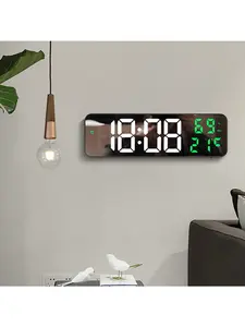 【Christmas Gift】Led Digital Wall Clock Large Screen Wall-Mounted Time Temperature Humidity Display Electronic Alarm Clock Decor Plastic