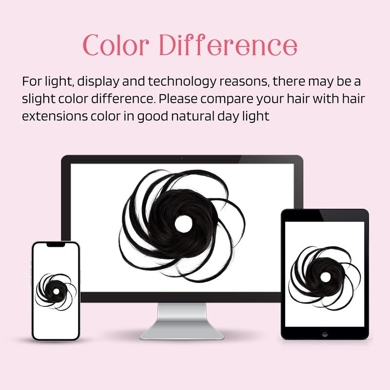 Messy Bun Hair , Super Long Tousled Updo Bun Extensions Wavy Hair Wrap Ponytail Hairpieces Scrunchies with Elastic Hair Band for Women HB007 Grace - Off Black